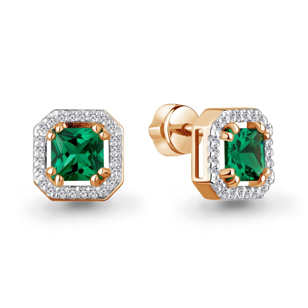 943391 Серьги из Золота с бриллиантами, изумрудами гт