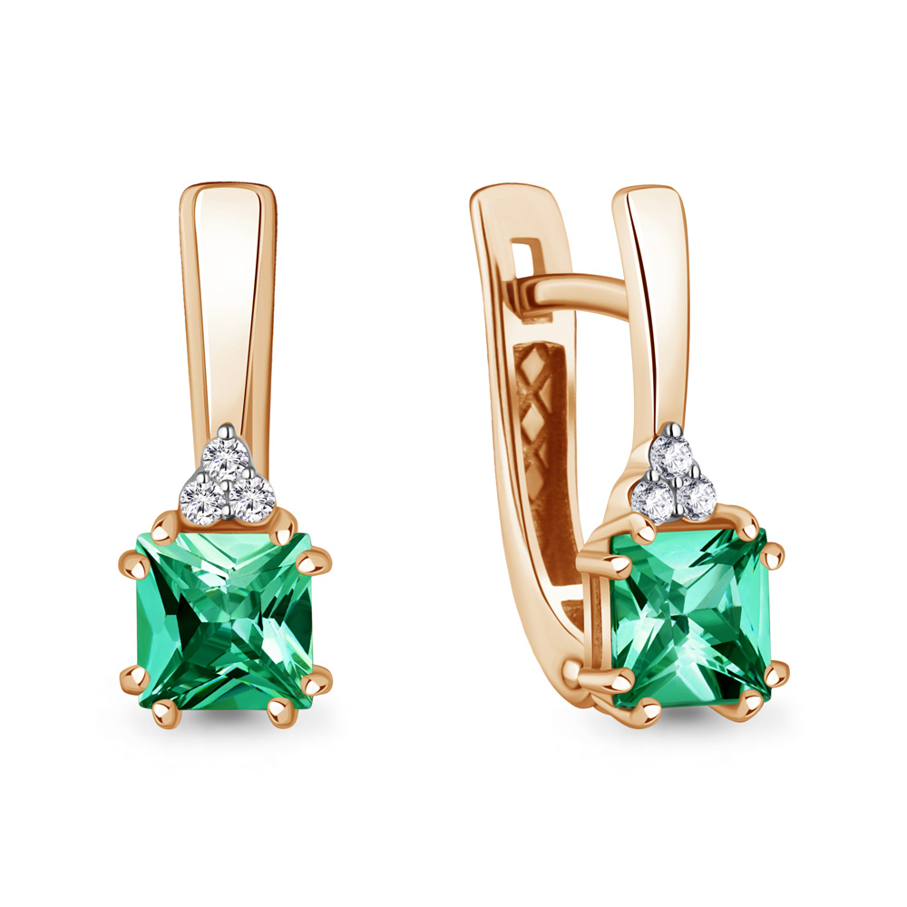 943395 Серьги из Золота с бриллиантами, изумрудами гт