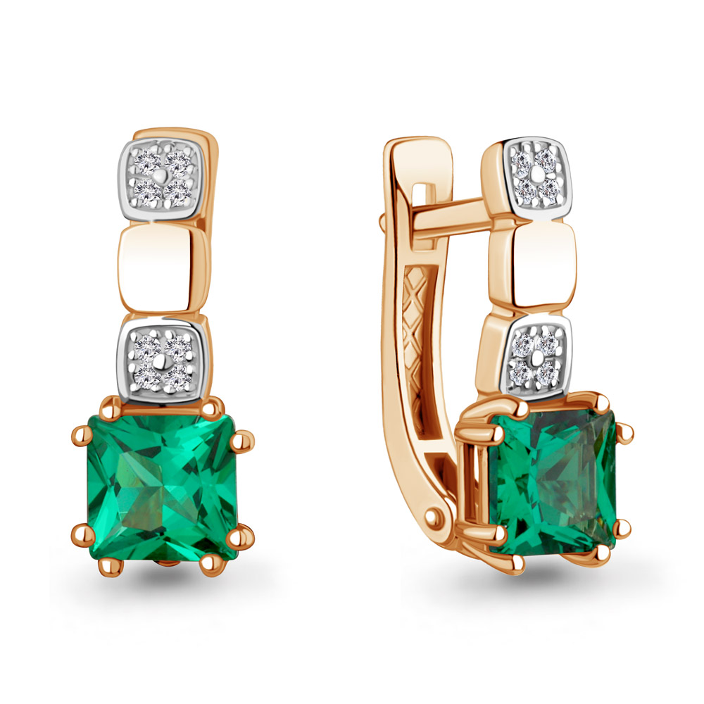 943398 Серьги из Золота с бриллиантами, изумрудами гт