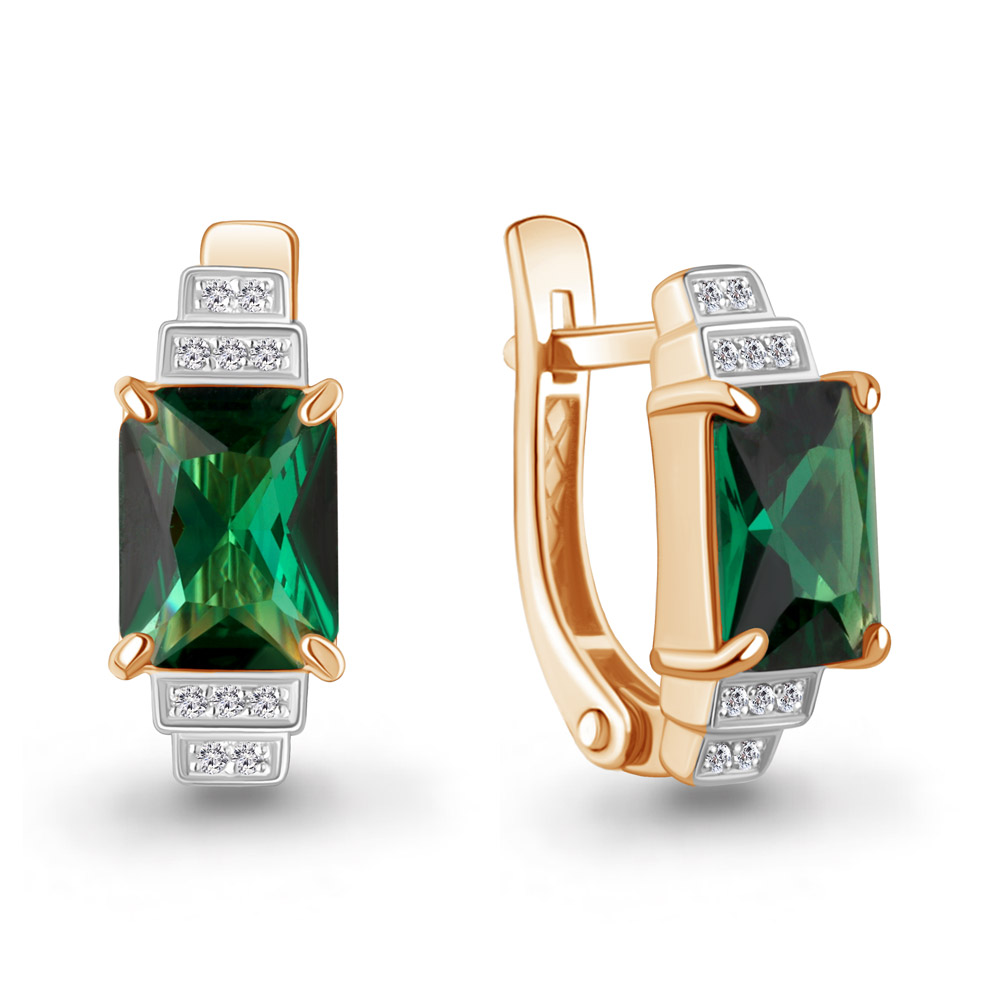 943399 Серьги из Золота с бриллиантами, изумрудами гт