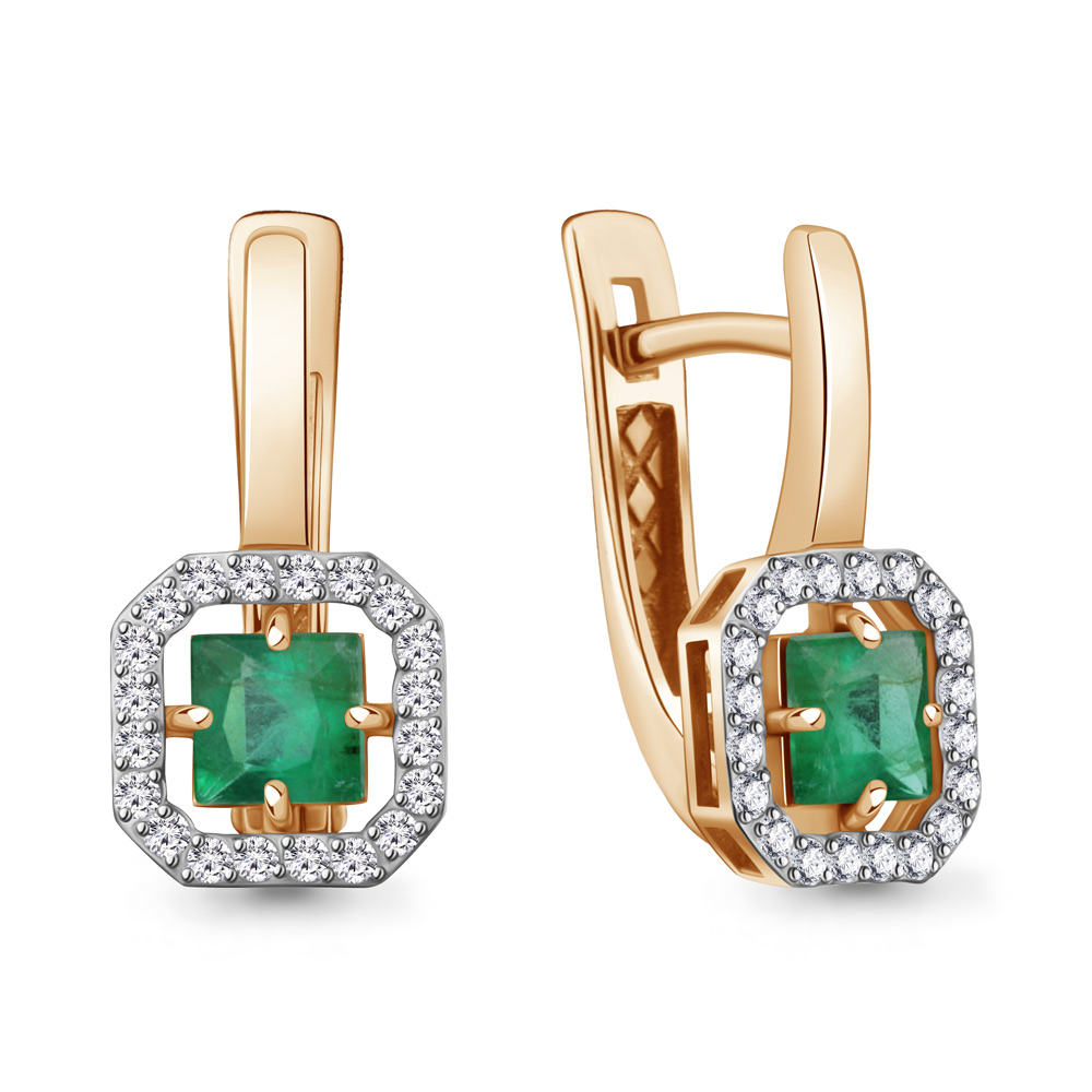 943410 Серьги из Золота с бриллиантами, изумрудами