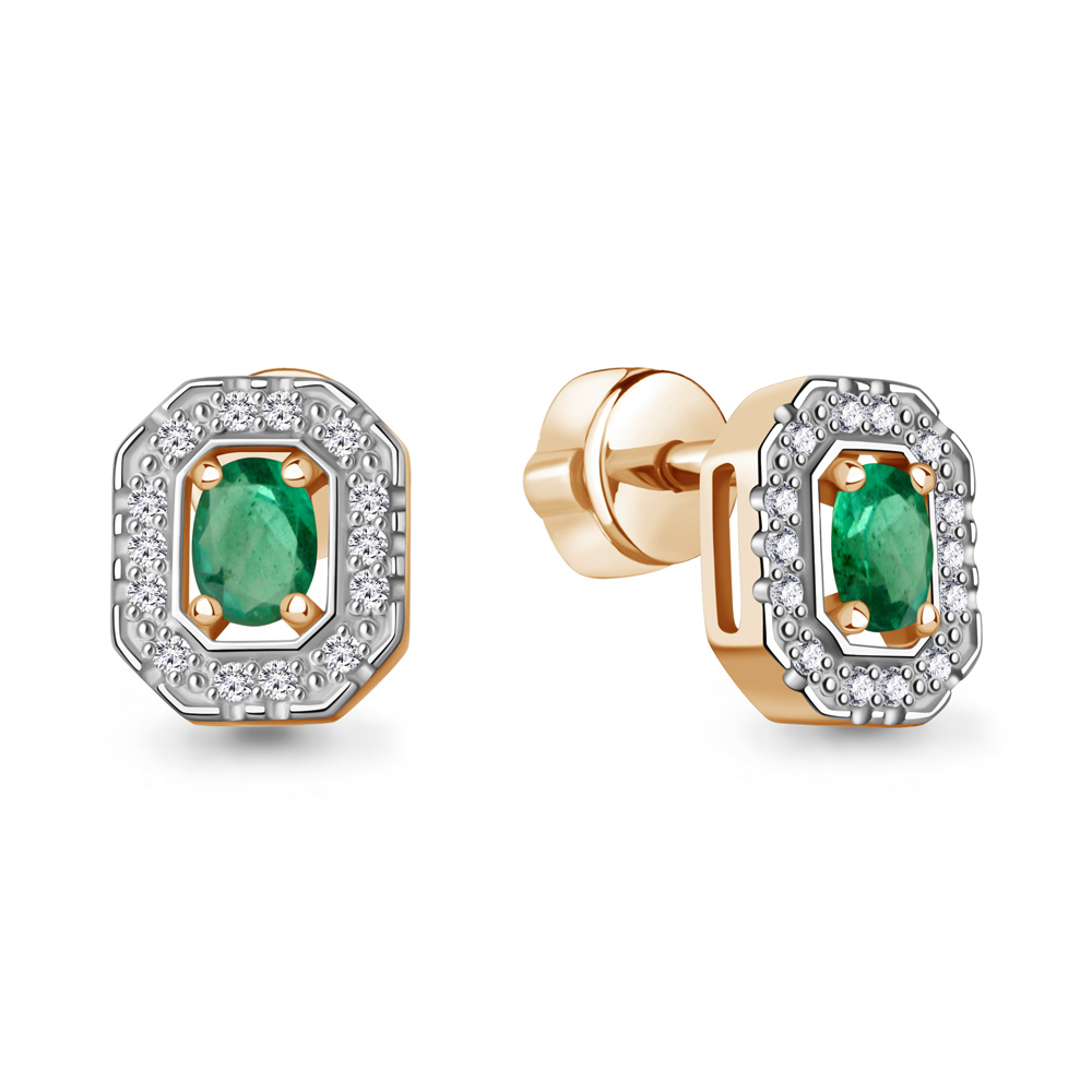 943425 Серьги из Золота с бриллиантами, изумрудами