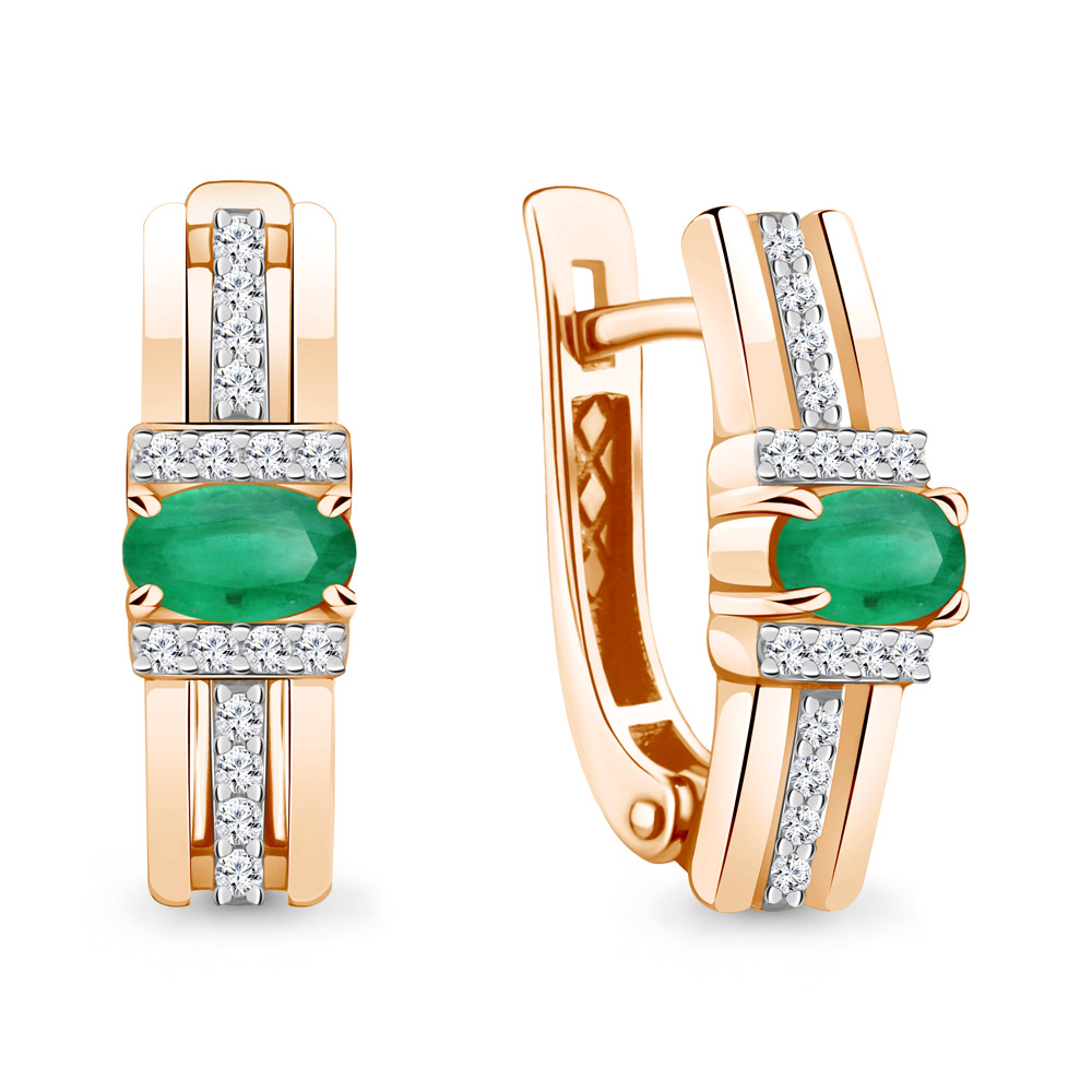 9434282 Серьги из Золота с бриллиантами, изумрудами