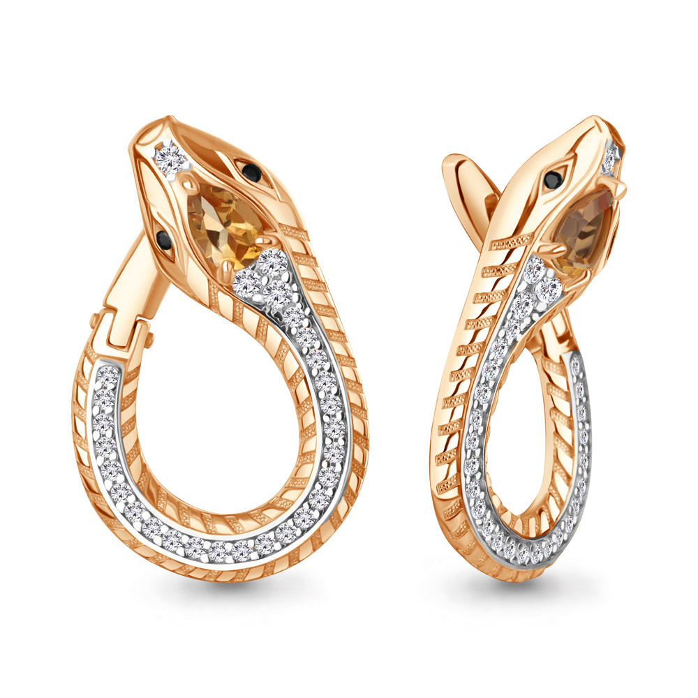 94344906 Серьги из Золота с бриллиантами, цитринами