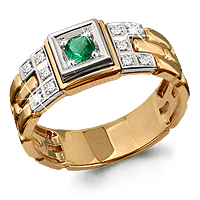 960637к Кольцо из Золота с бриллиантами, изумрудом