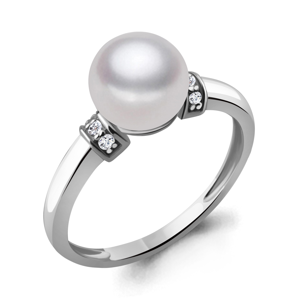 961377А Кольцо из Золота с бриллиантами, жемчугом