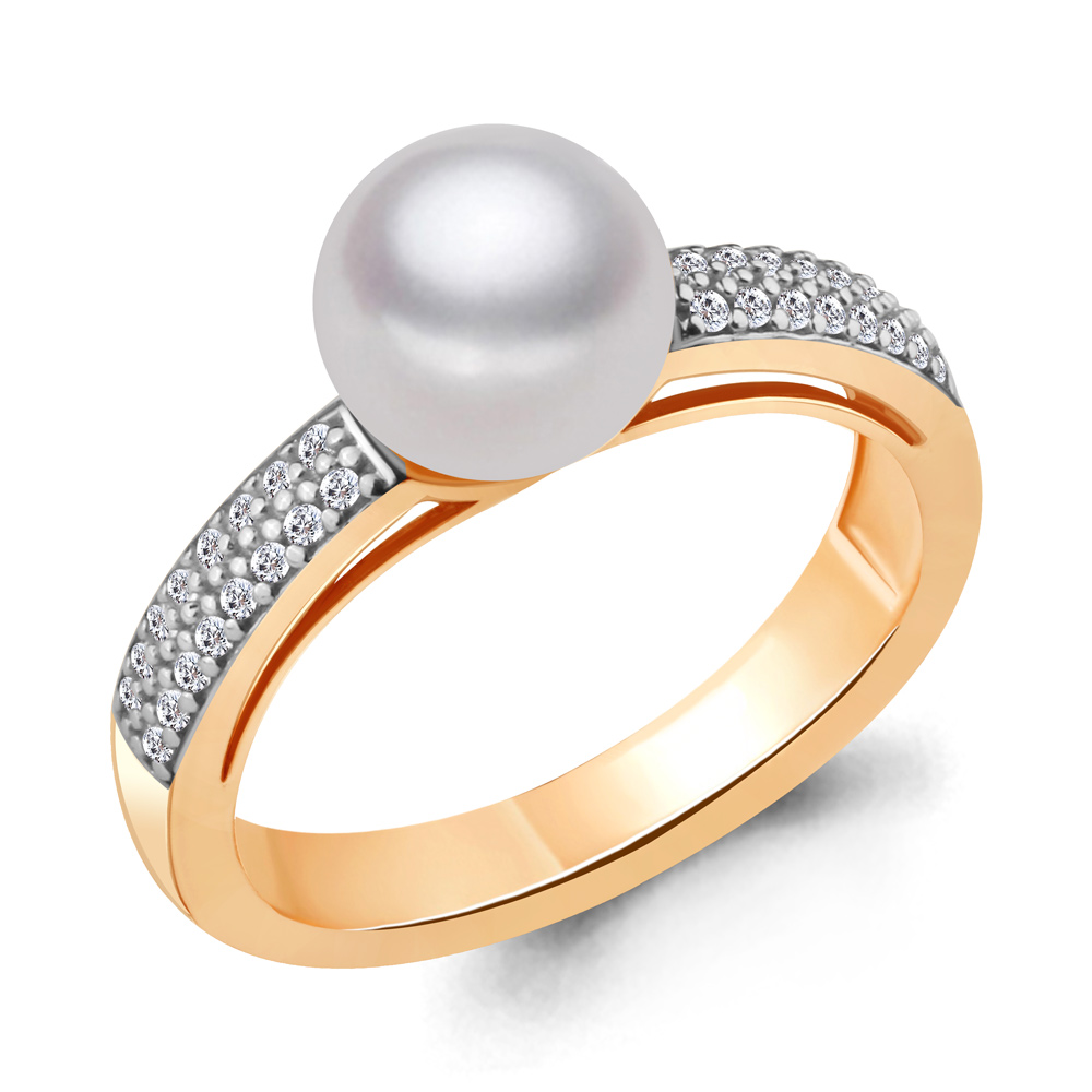 961463Ак Кольцо из Золота с бриллиантами, жемчугом