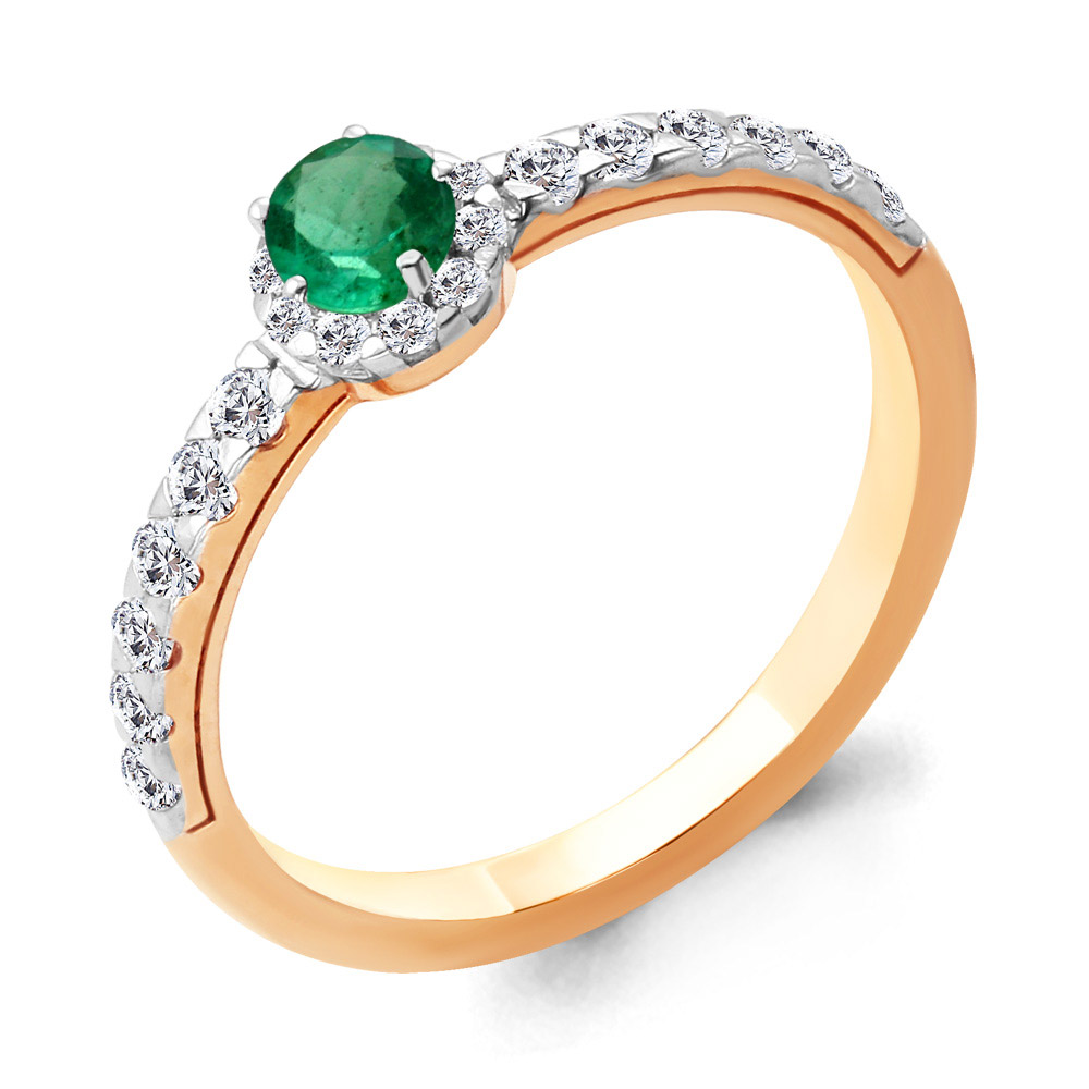 961732к Кольцо из Золота с бриллиантами, изумрудом