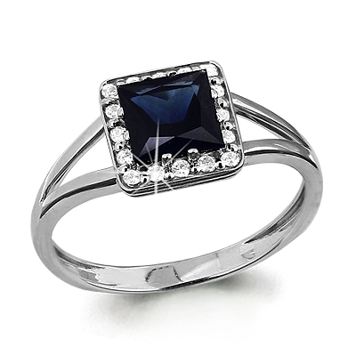 961838 Кольцо из Золота с бриллиантами, сапфиром