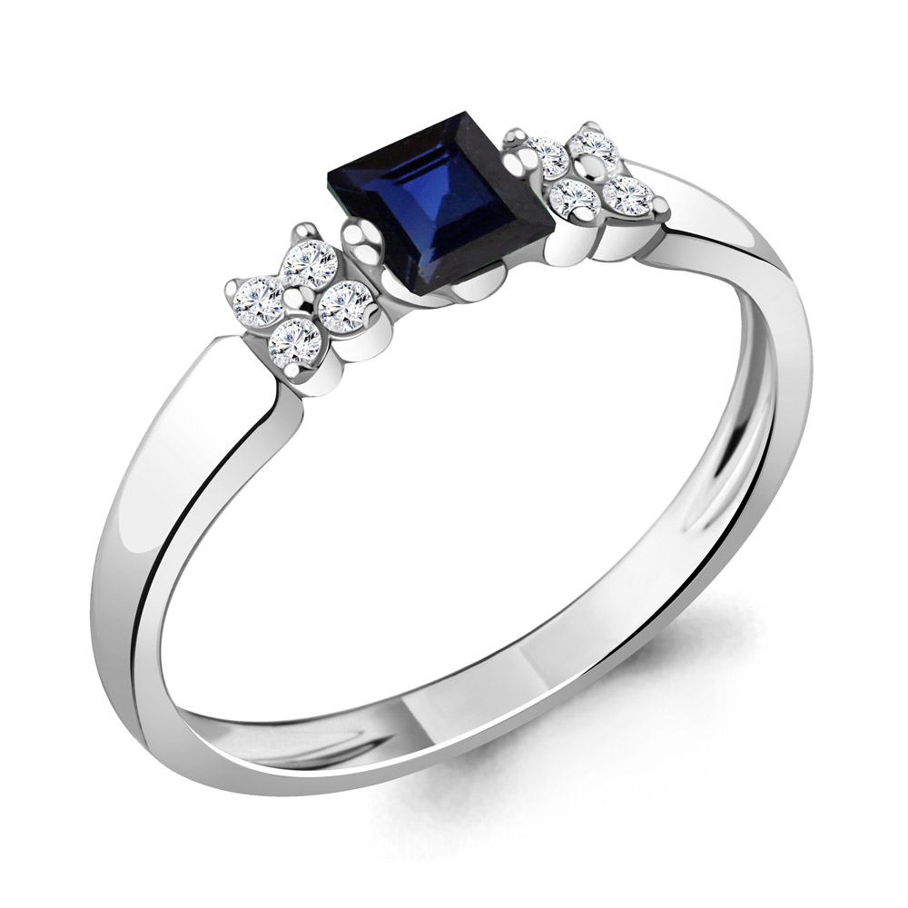 961874 Кольцо из Золота с бриллиантами, сапфиром