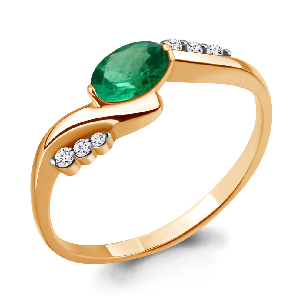 962310Ак Кольцо из Золота с бриллиантами, изумрудом