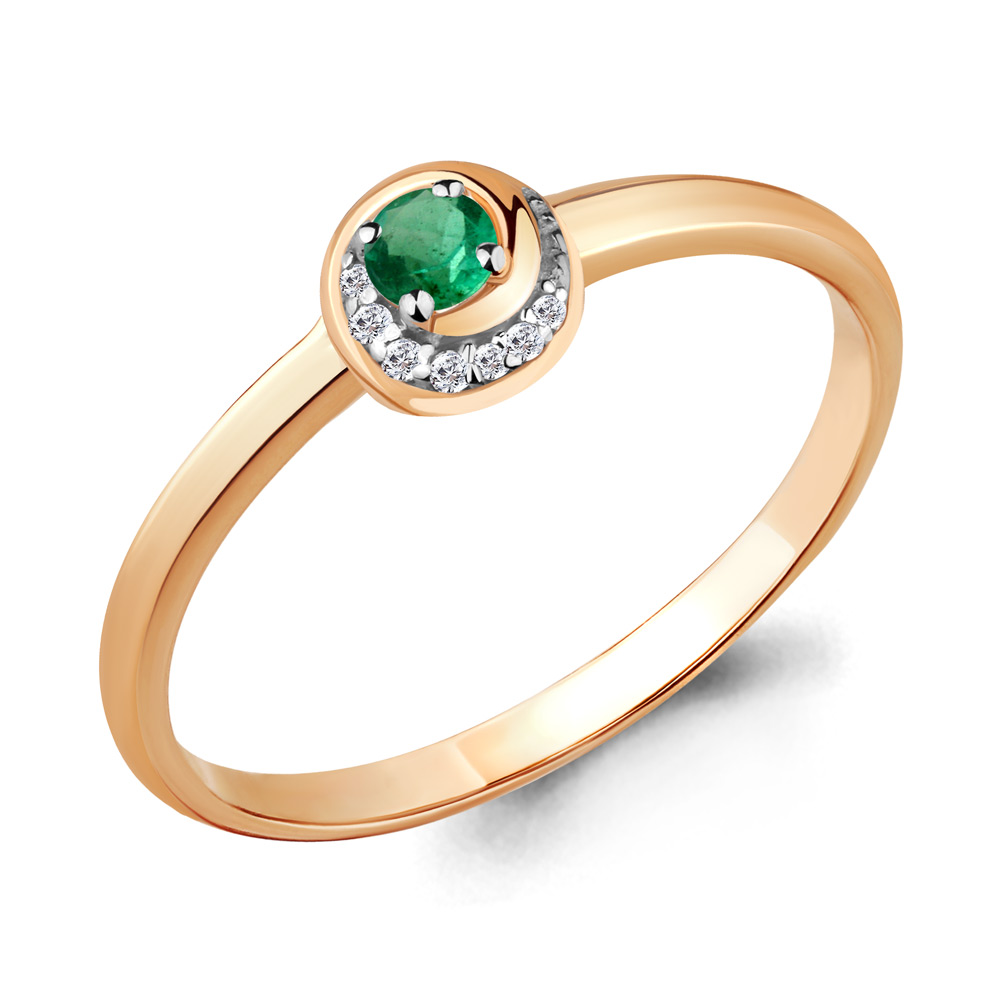 962716Ак Кольцо из Золота с бриллиантами, изумрудом