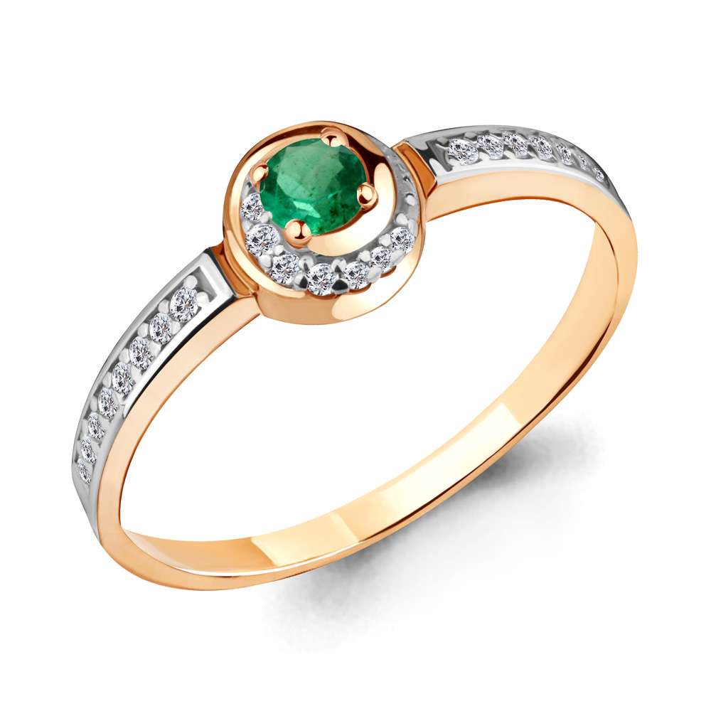 962753Ак Кольцо из Золота с бриллиантами, изумрудом