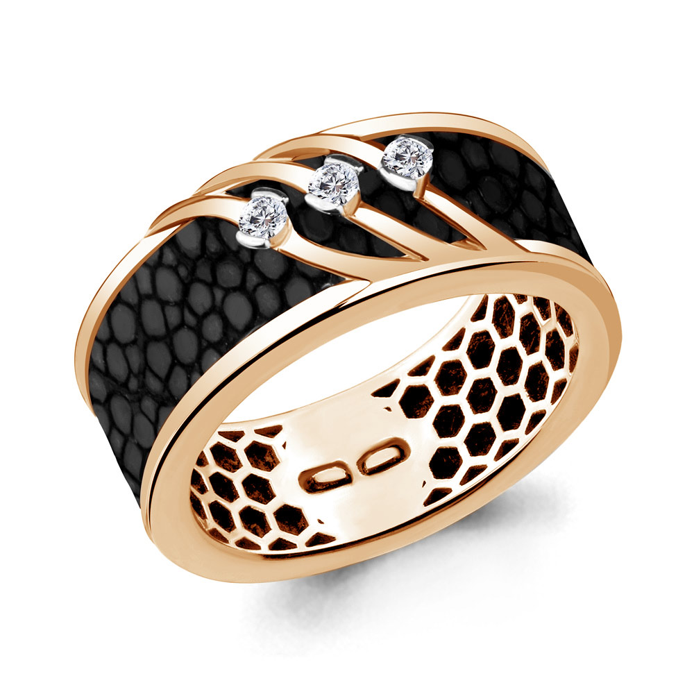 963302к Кольцо из Золота с бриллиантами, кожей