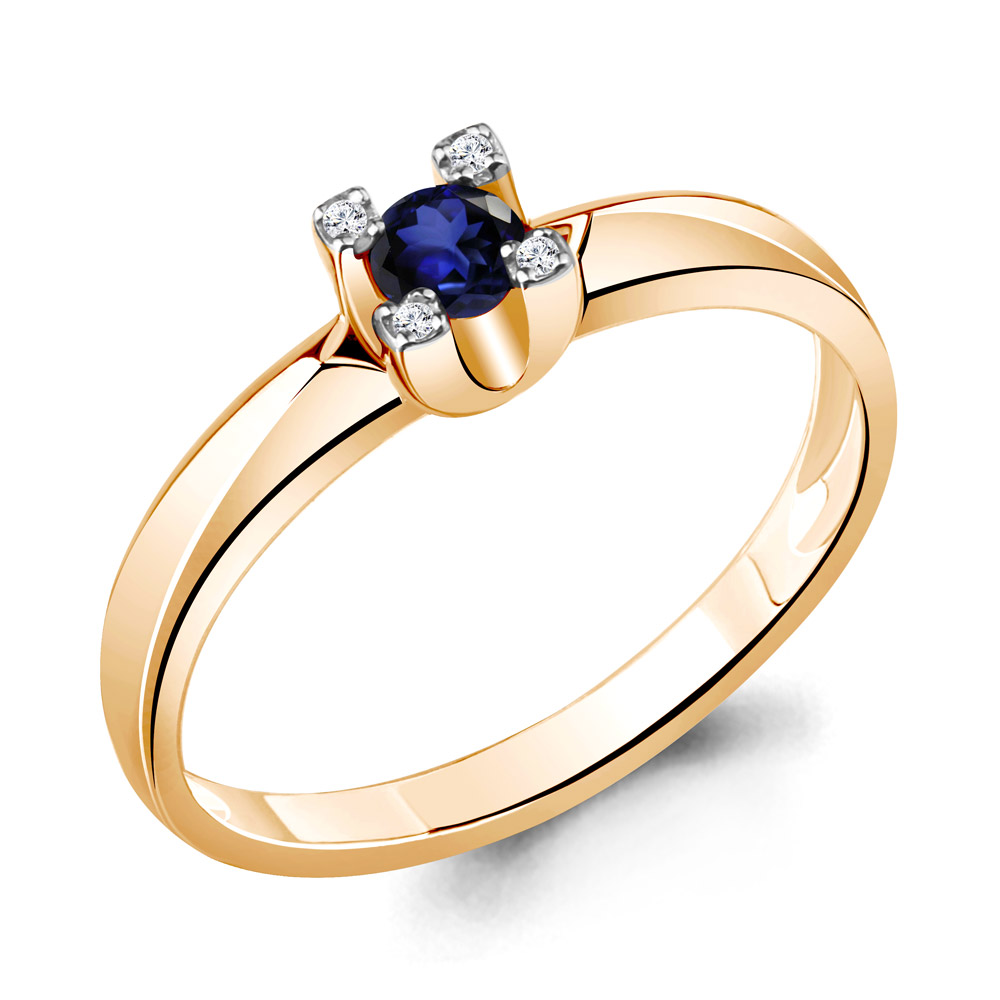 963788к Кольцо из Золота с бриллиантами, сапфиром