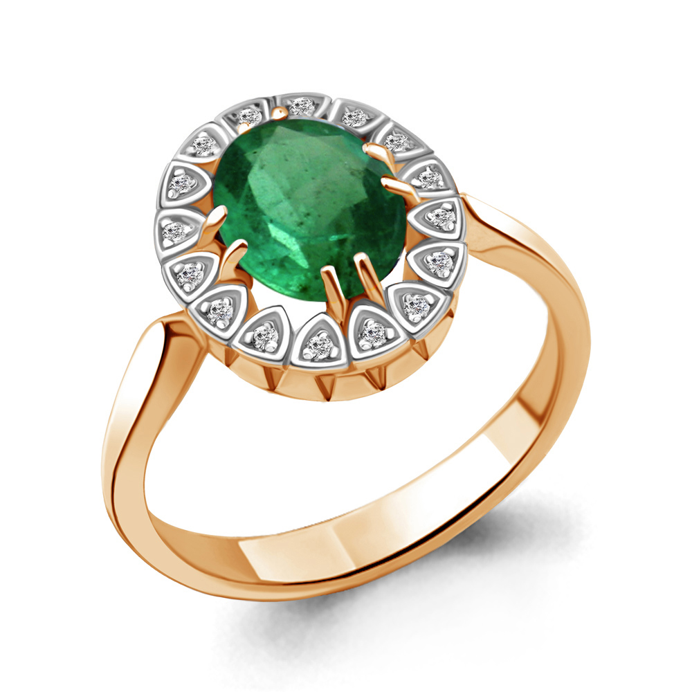 964046к Кольцо из Золота с бриллиантами, изумрудом