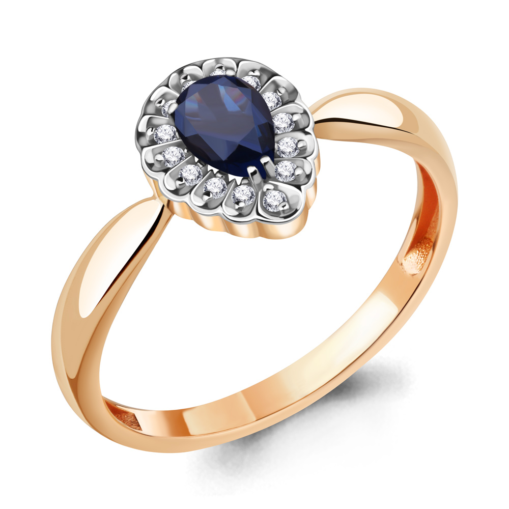 9640981 Кольцо из Золота с бриллиантами, сапфиром