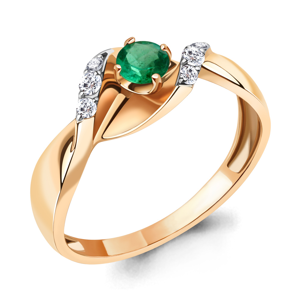 964105к Кольцо из Золота с бриллиантами, изумрудом