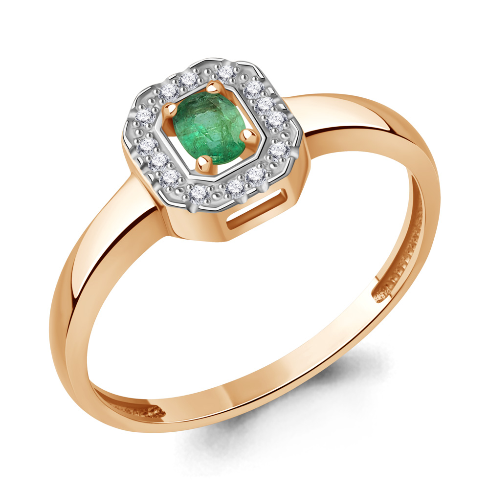 964171 Кольцо из Золота с бриллиантами, изумрудом
