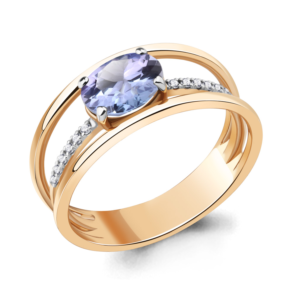 964242к Кольцо из Золота с бриллиантами, танзанитом