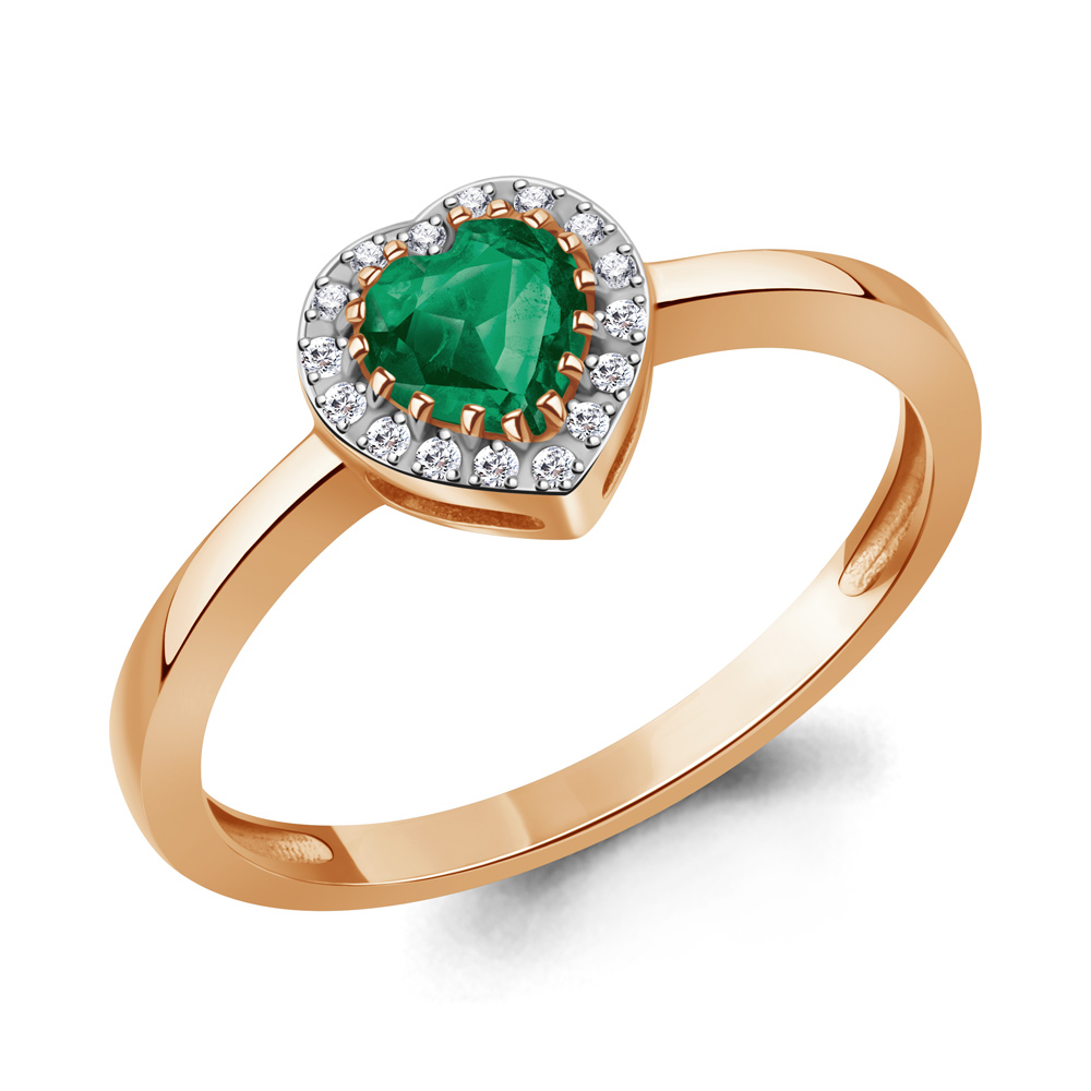 964464к Кольцо из Золота с бриллиантами, изумрудом