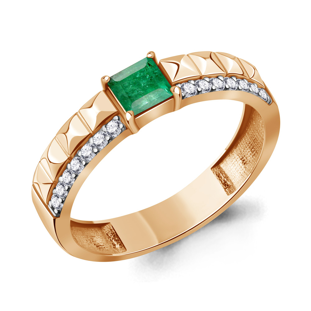 964483 Кольцо из Золота с бриллиантами, изумрудом
