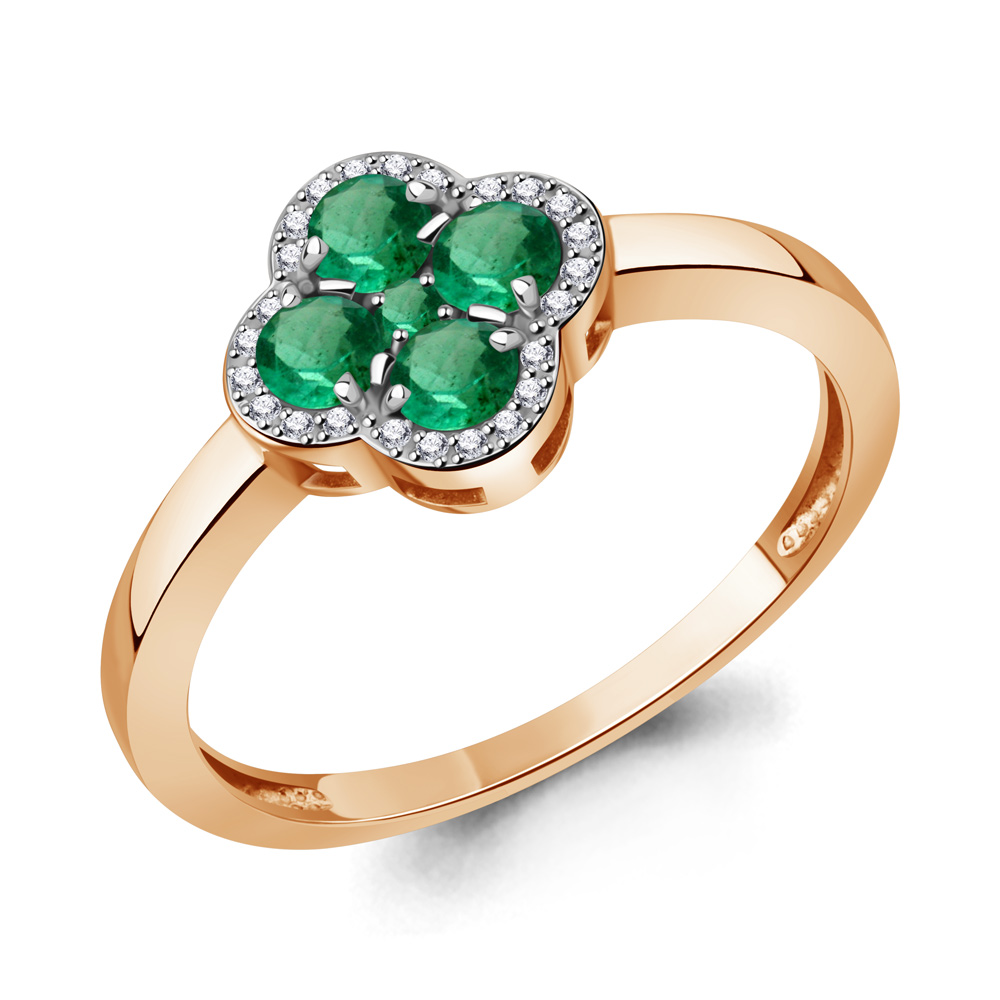 964484к Кольцо из Золота с бриллиантами, изумрудами