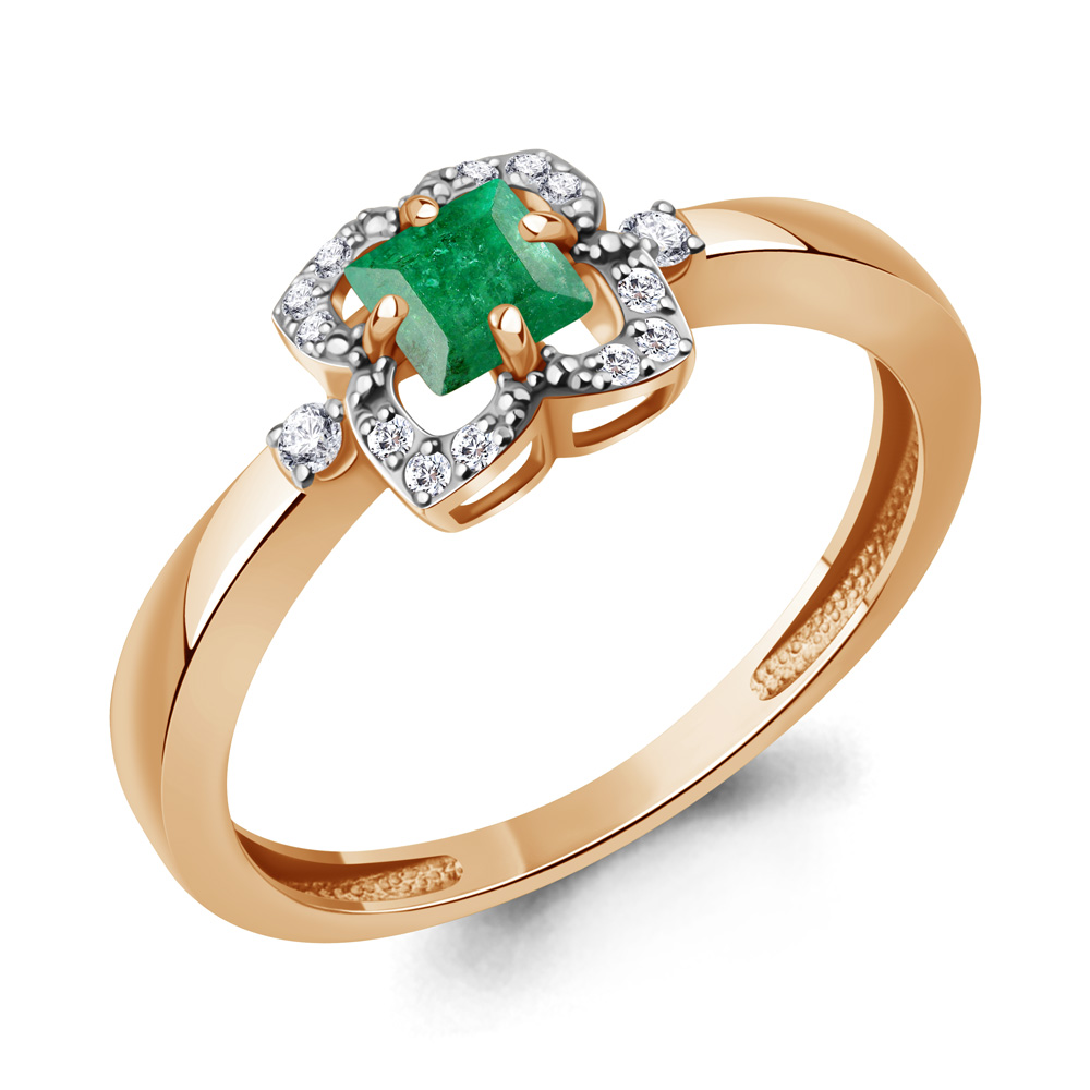 964497 Кольцо из Золота с бриллиантами, изумрудом