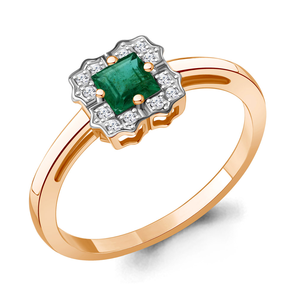 964499 Кольцо из Золота с бриллиантами, изумрудом