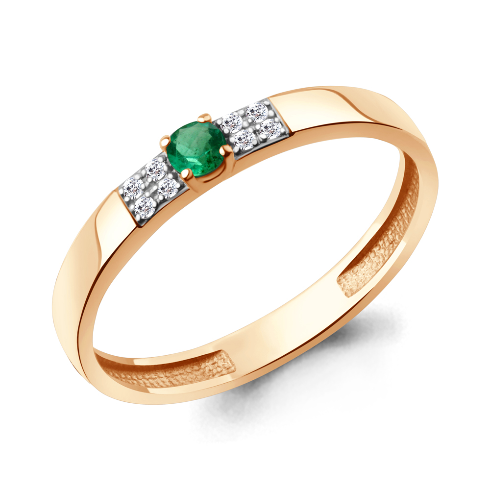 964546 Кольцо из Золота с бриллиантами, изумрудом