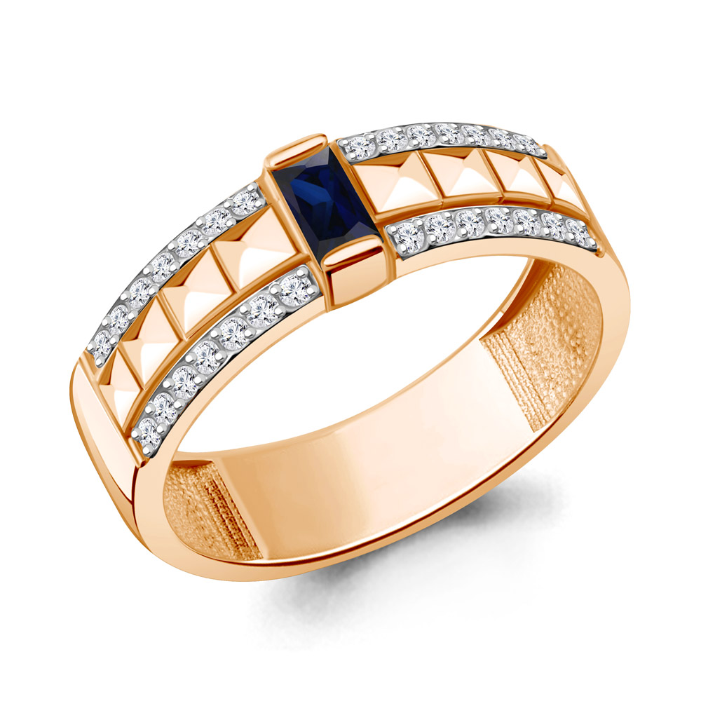 964549 Кольцо из Золота с бриллиантами, сапфиром
