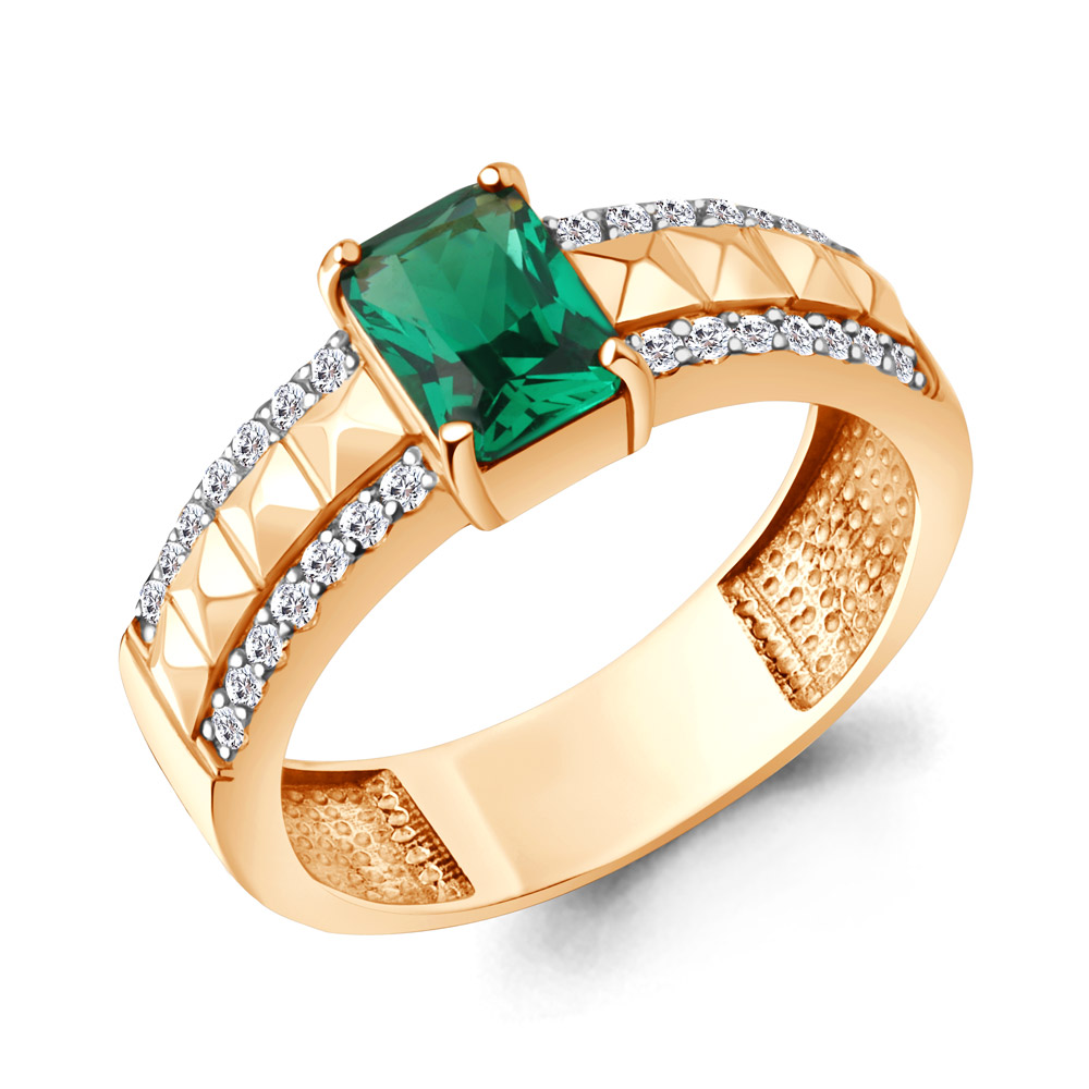 964550 Кольцо из Золота с бриллиантами, изумрудом гт