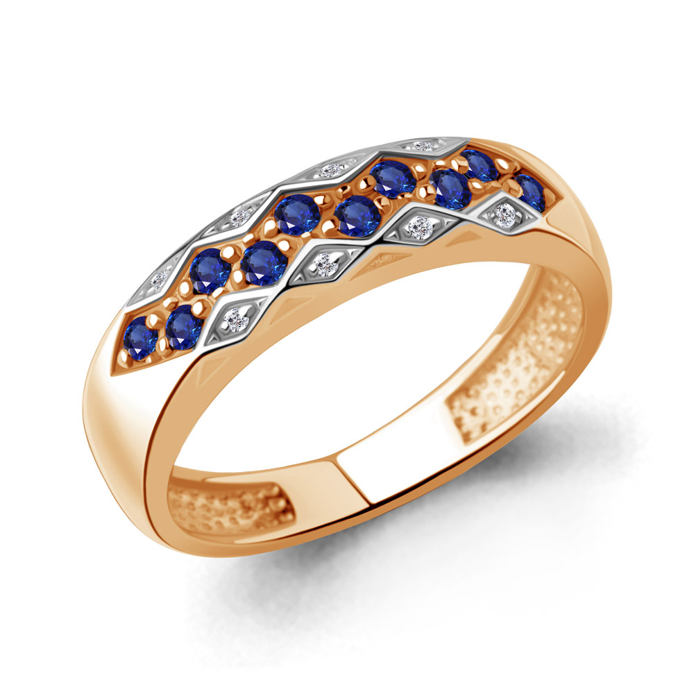 964552 Кольцо из Золота с бриллиантами, сапфирами