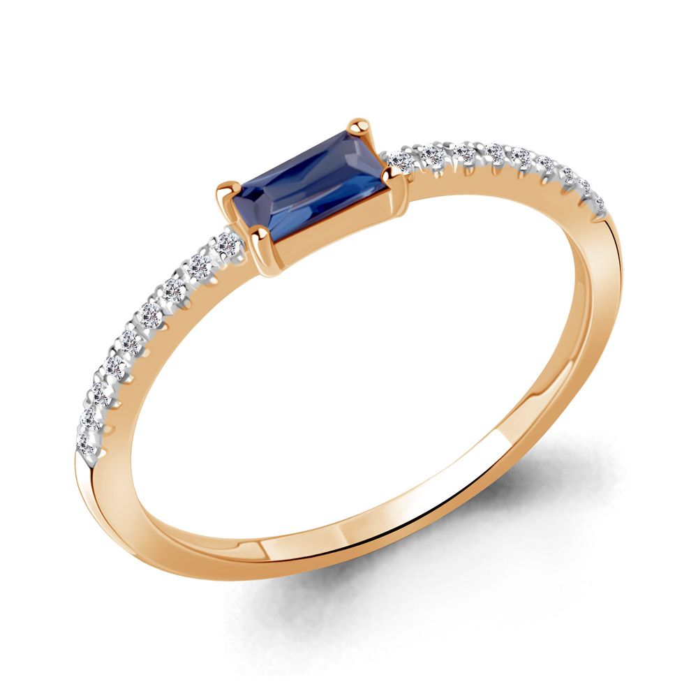 964562 Кольцо из Золота с бриллиантами, сапфиром