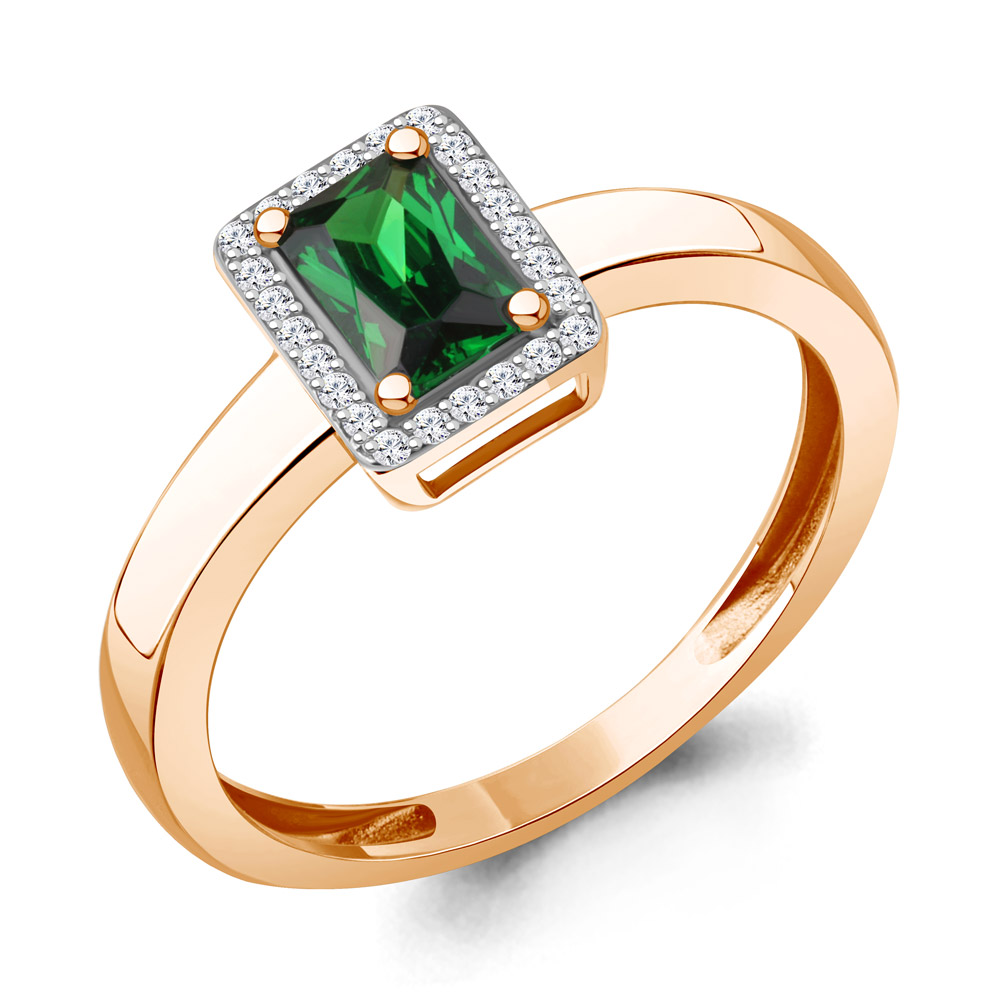 964570 Кольцо из Золота с бриллиантами, изумрудом гт