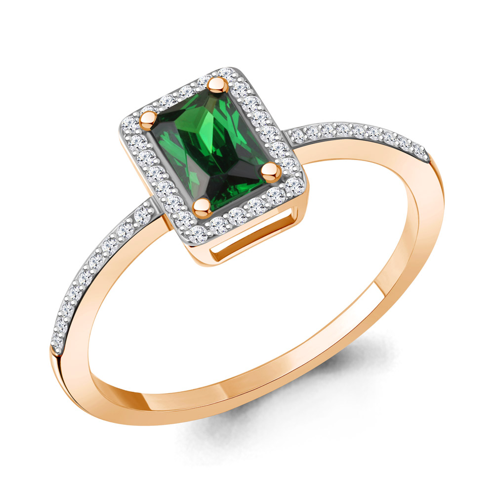 964573 Кольцо из Золота с бриллиантами, изумрудом гт