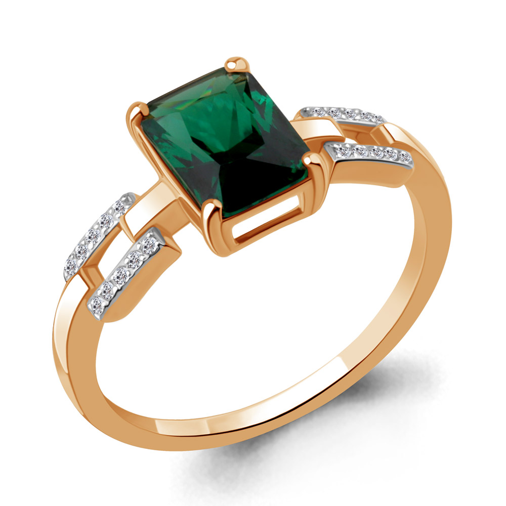 964574 Кольцо из Золота с бриллиантами, изумрудом гт