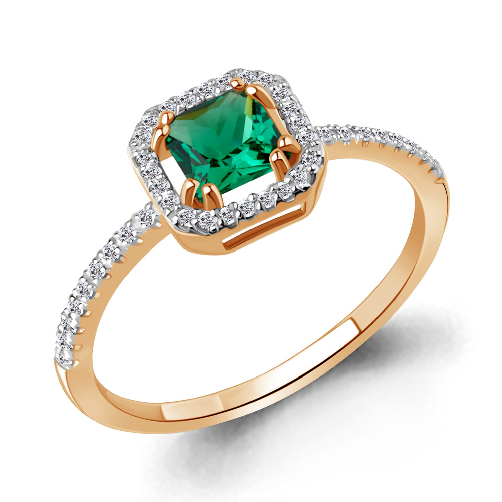 964577 Кольцо из Золота с бриллиантами, изумрудом гт