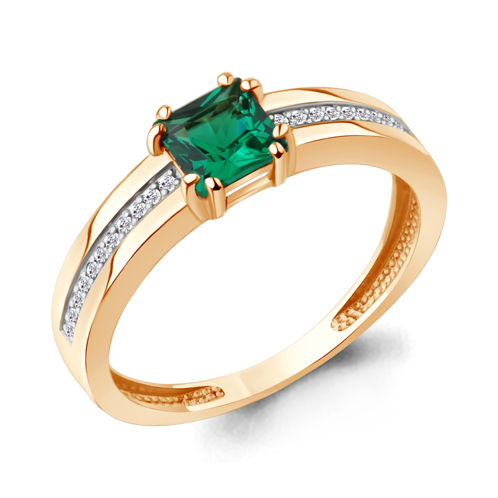 964581 Кольцо из Золота с бриллиантами, изумрудом гт