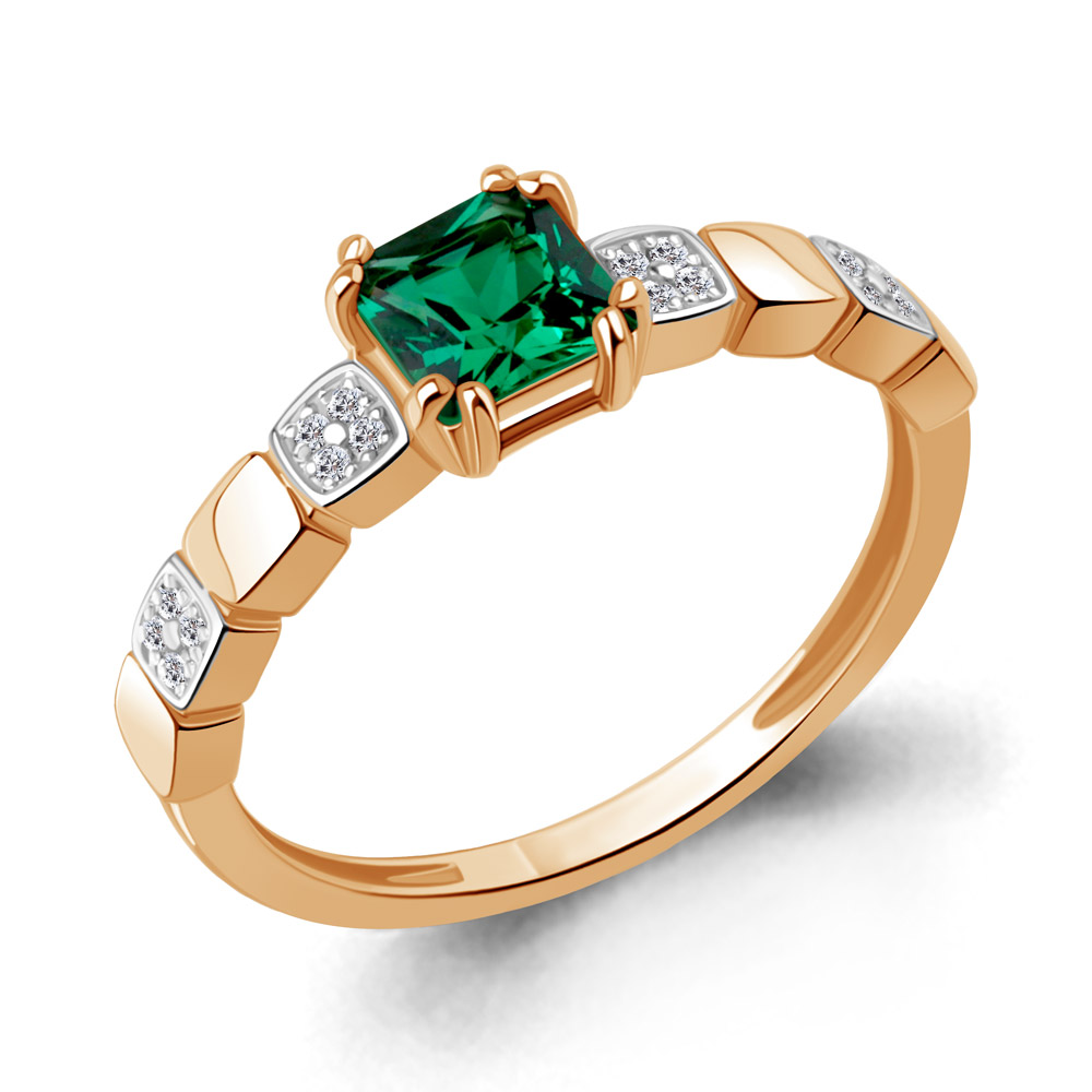 964582 Кольцо из Золота с бриллиантами, изумрудом гт