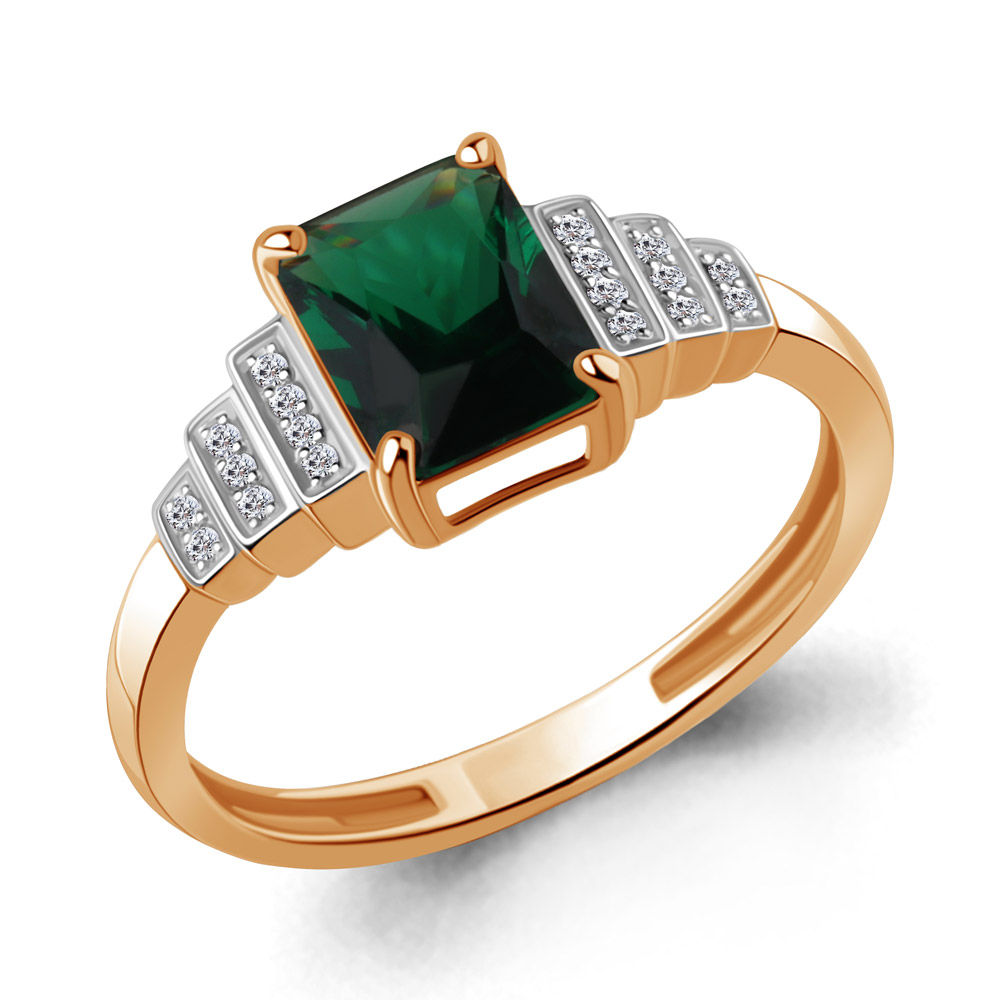 964583 Кольцо из Золота с бриллиантами, изумрудом гт