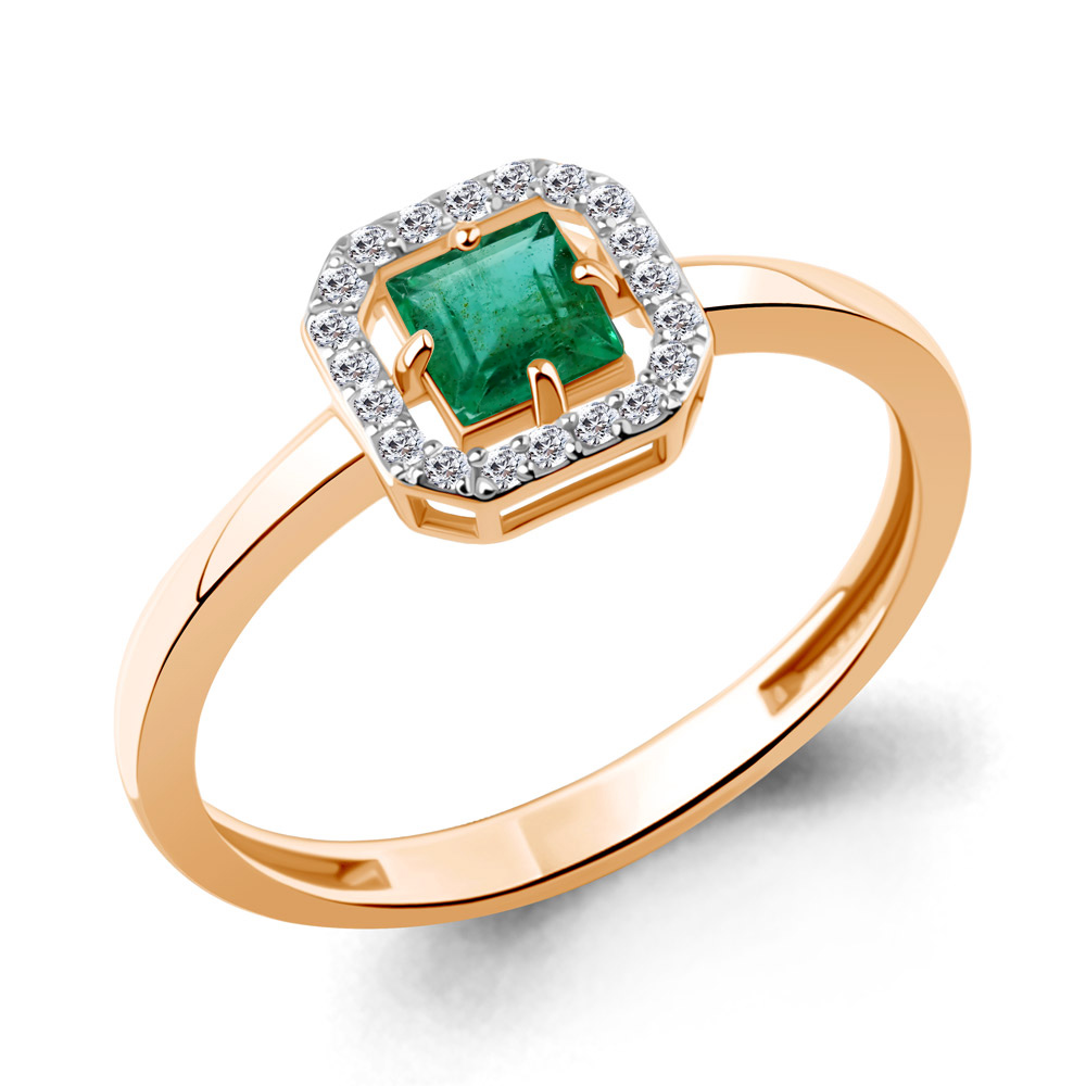 9645882 Кольцо из Золота с бриллиантами, изумрудом