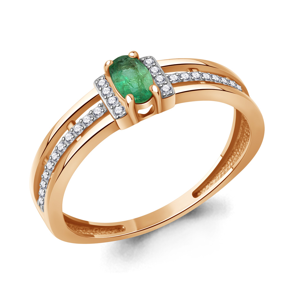964606 Кольцо из Золота с бриллиантами, изумрудом