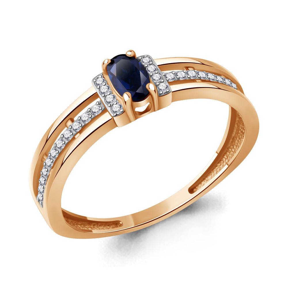 964615 Кольцо из Золота с бриллиантами, сапфиром