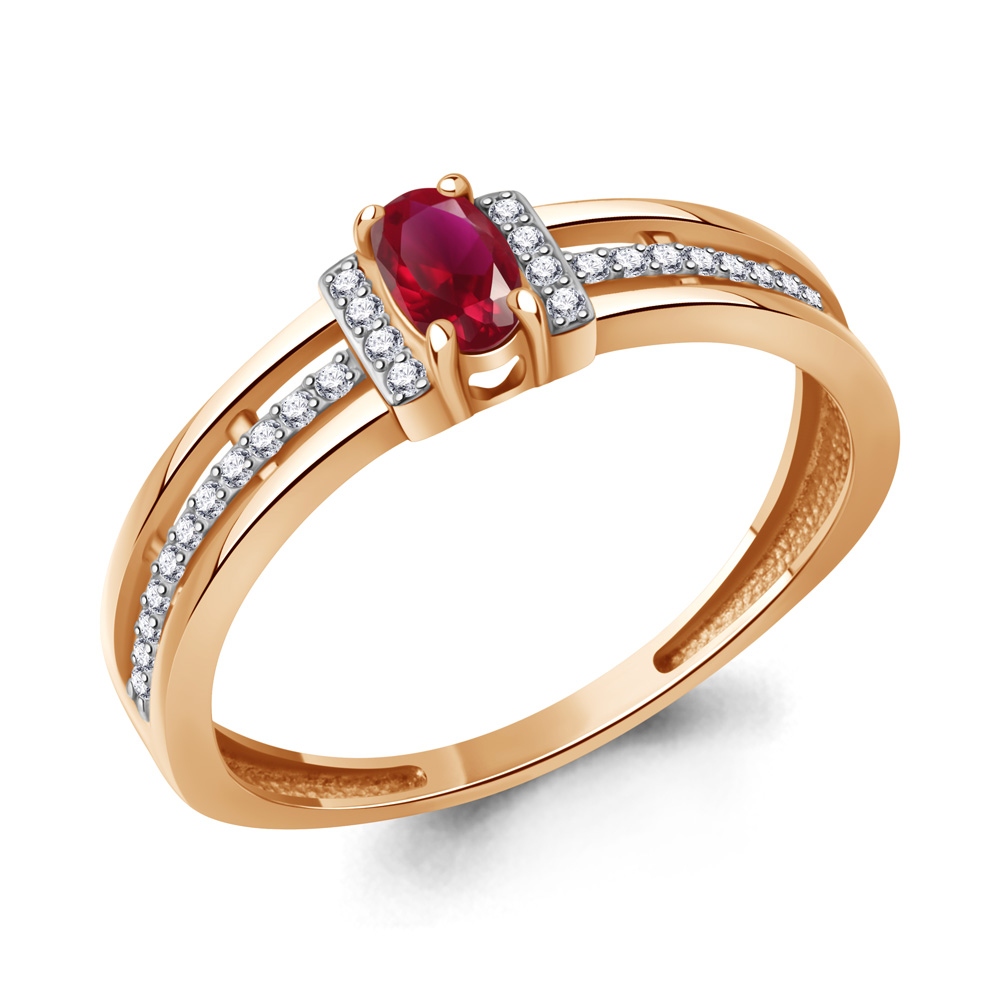 964616 Кольцо из Золота с бриллиантами, рубином