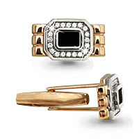 970118Чк Запонки из Золота с бриллиантами, ониксами