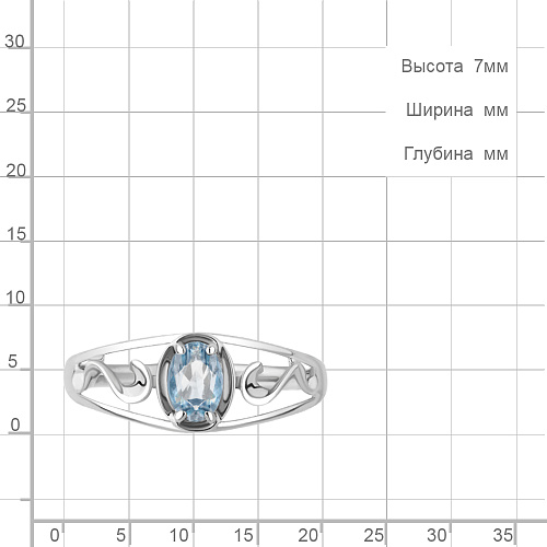 6950305 Кольцо из Серебра с топазом свисс блю