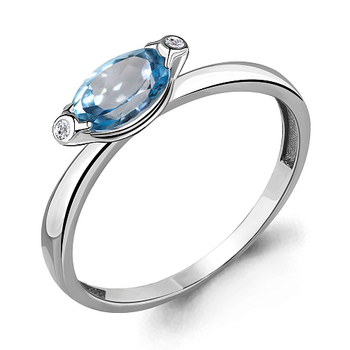 6910305 Кольцо из Серебра с топазом свисс блю, фианитами
