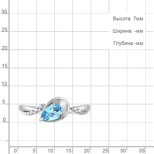 6950405А Кольцо из Серебра с топазом свисс блю, фианитами