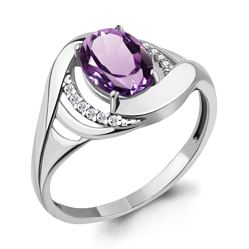 6575504А Кольцо из Серебра с аметистом, фианитами